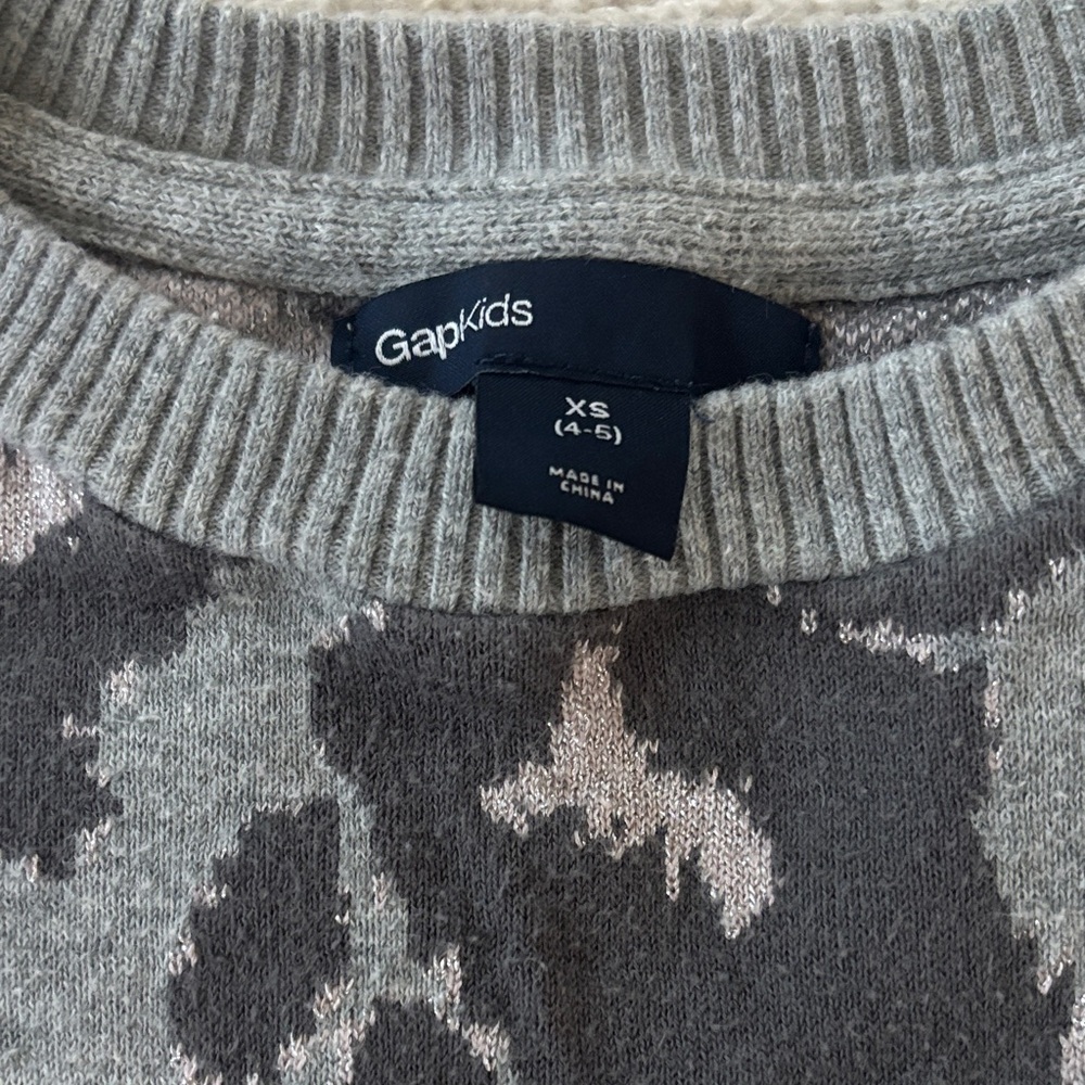 GAP Gray and Pink Leopard Kids Sweater - Picture 2 of 4